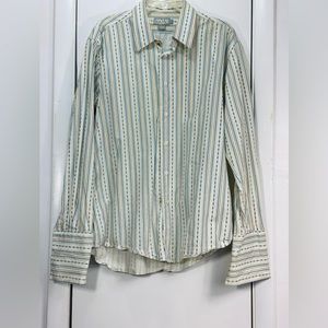 Nicole Miller men L multicolor geometric‎ long sleeve shirt french cuffs